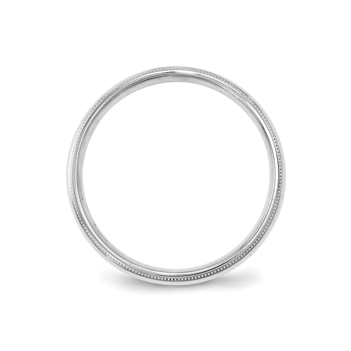 10k White Gold Milgrain, Comfort Fit wedding band ring alternate angle