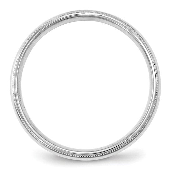 Solid 14K White Gold Domed Milgrain Classic Wedding Band With Comfort Fit 4 mm