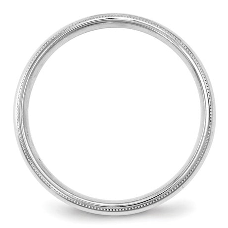 Solid 14K White Gold Domed Milgrain Classic Wedding Band With Comfort Fit 4 mm