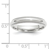 Solid 14K White Gold Domed Milgrain Classic Wedding Band With Comfort Fit 4 mm