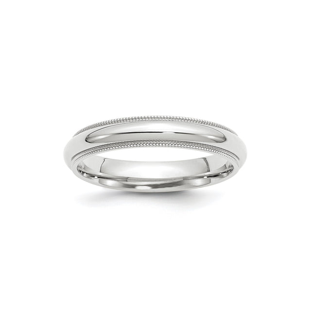 10k White Gold Milgrain, Comfort Fit wedding band ring