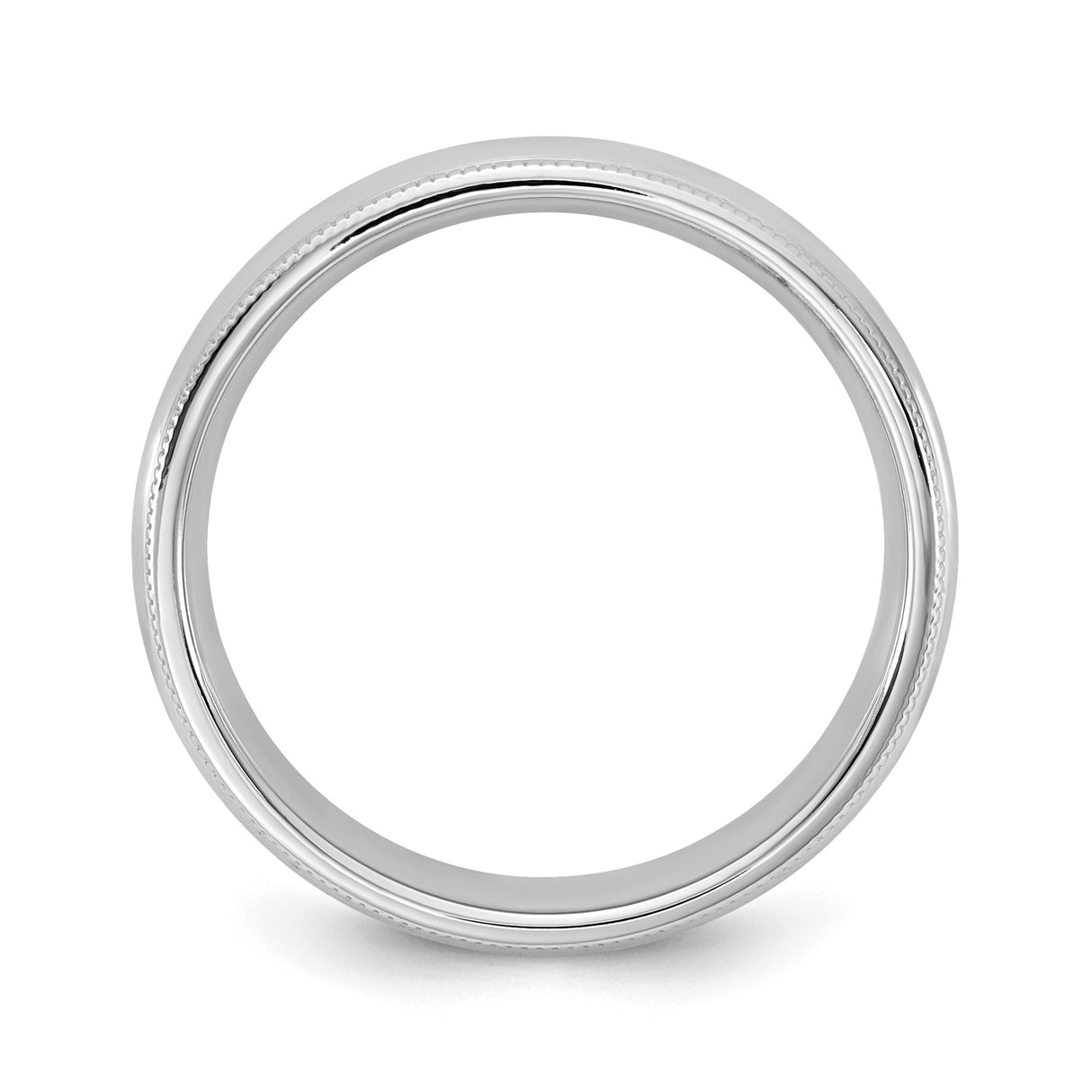 10k White Gold Milgrain, Comfort Fit wedding band ring alternate angle