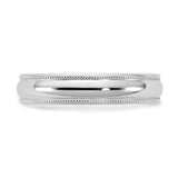 14k White Gold Milgrain, Comfort Fit wedding band ring detail view
