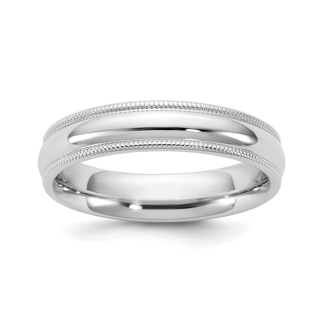 14k White Gold Milgrain, Comfort Fit wedding band ring