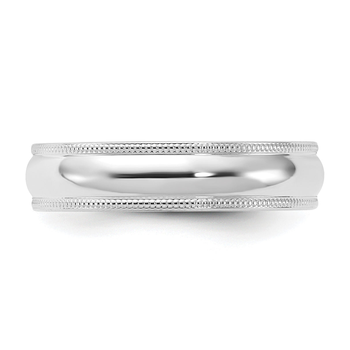 10k White Gold Milgrain, Comfort Fit wedding band ring detail view