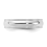14K White Gold Milgrain Domed Comfort-Fit Classic Wedding Band 5mm Solid Ring