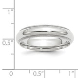14K White Gold Milgrain Domed Comfort-Fit Classic Wedding Band 5mm Solid Ring
