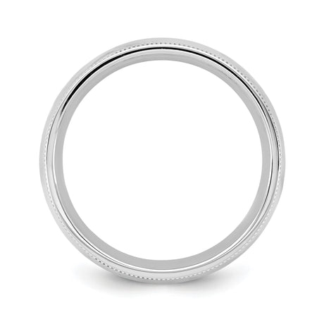 10k White Gold Milgrain, Comfort Fit wedding band ring alternate angle