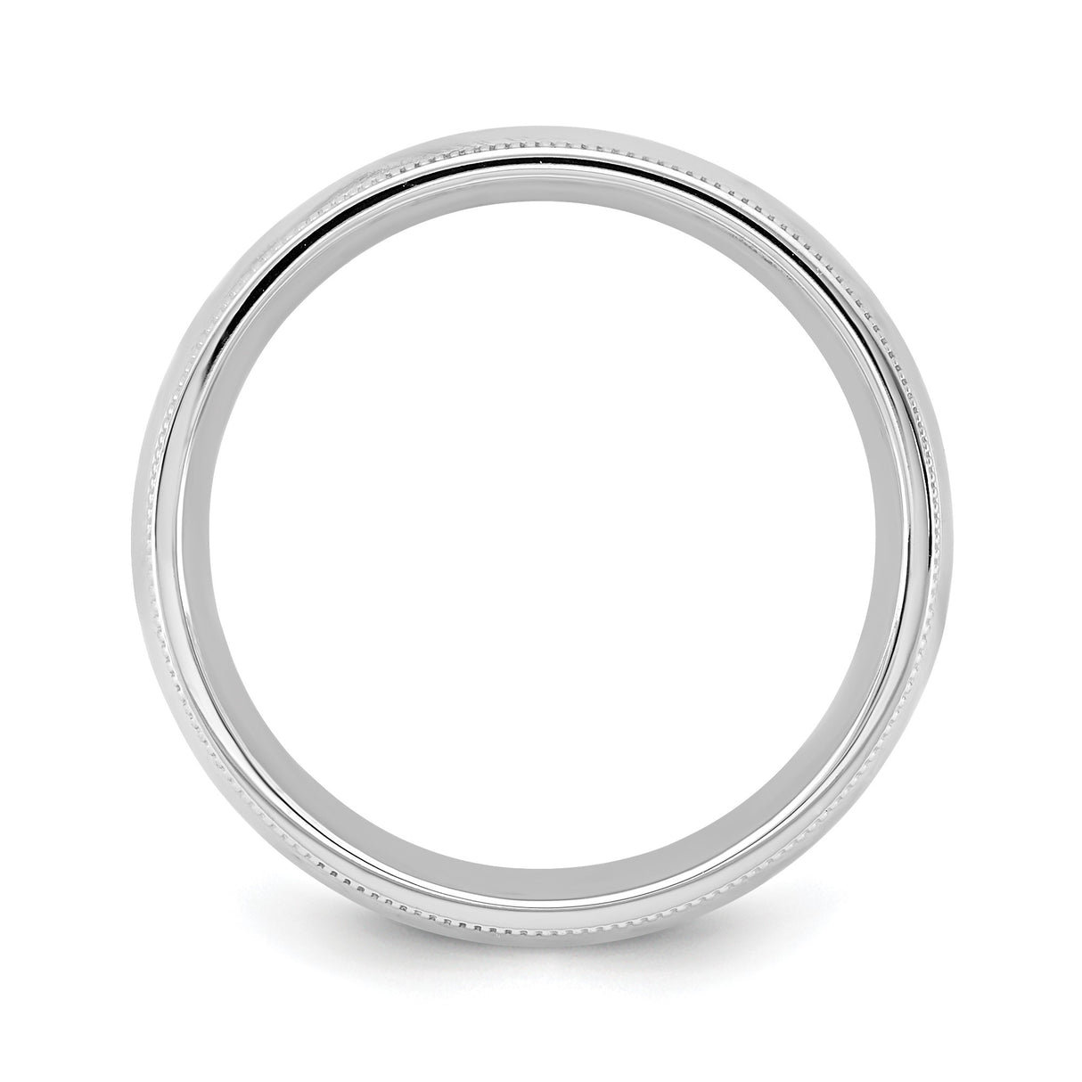 14k White Gold Milgrain, Comfort Fit wedding band ring alternate angle