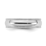 14k White Gold Milgrain, Comfort Fit wedding band ring detail view