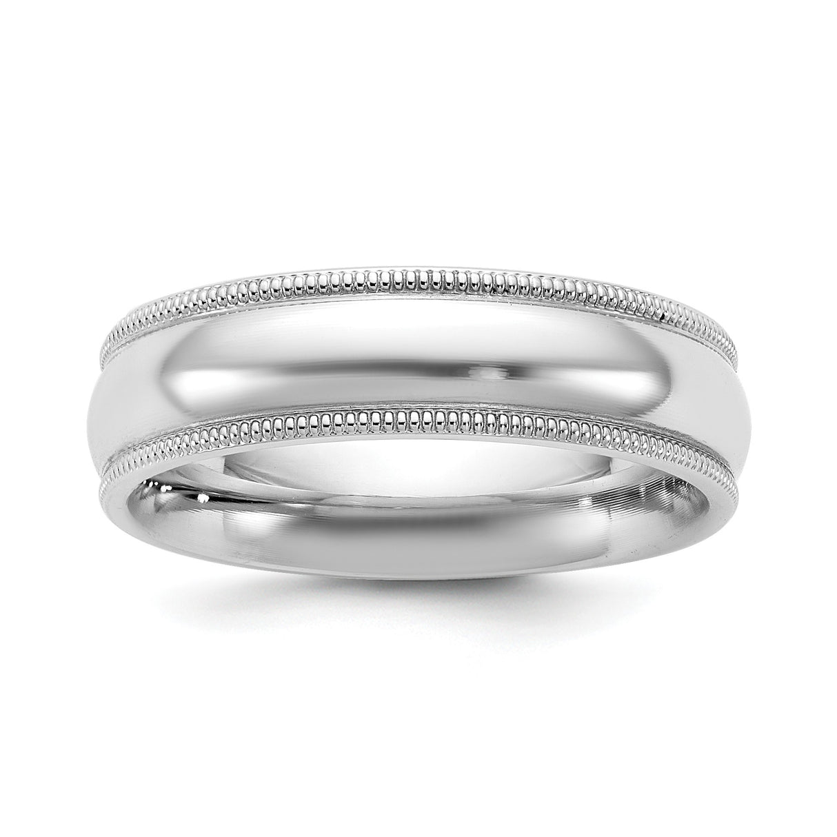 14k White Gold Milgrain, Comfort Fit wedding band ring