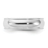 10k White Gold Milgrain, Comfort Fit wedding band ring detail view