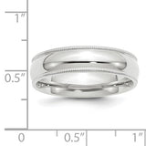 14K White Gold Milgrain Domed Comfort Fit Solid Wedding Band 6mm Classic Style