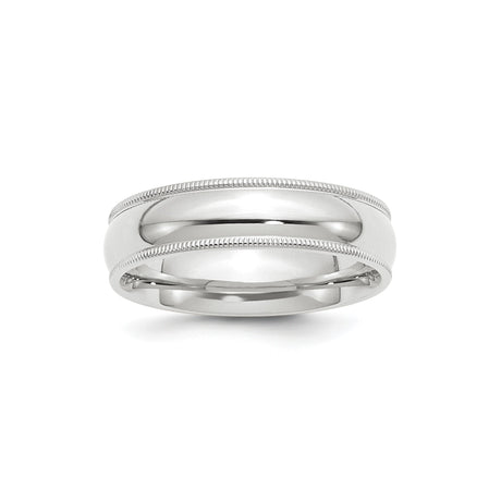 10k White Gold Milgrain, Comfort Fit wedding band ring
