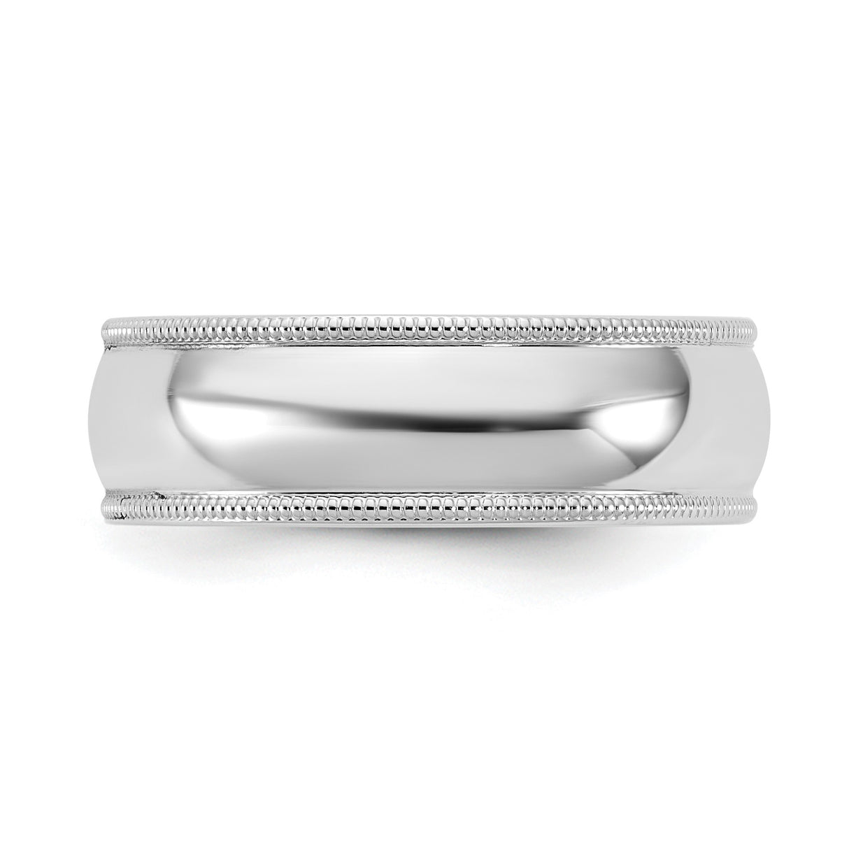 14k White Gold Milgrain, Comfort Fit wedding band ring detail view