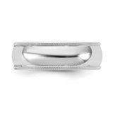 14k White Gold Milgrain, Comfort Fit wedding band ring detail view