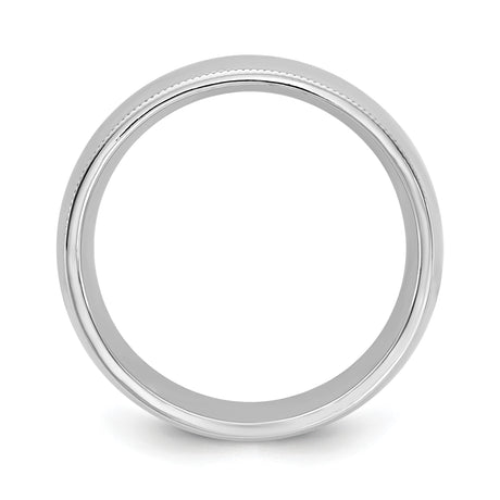 10k White Gold Milgrain, Comfort Fit wedding band ring alternate angle