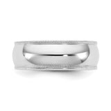 10k White Gold Milgrain, Comfort Fit wedding band ring detail view