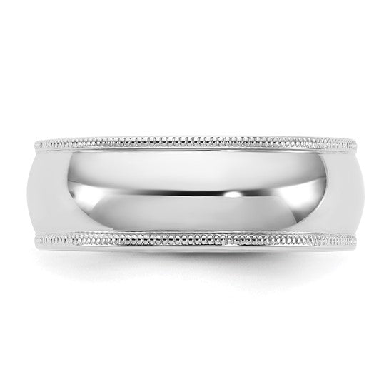 14K White Gold Milgrain Comfort-Fit Solid 7mm Wedding Band