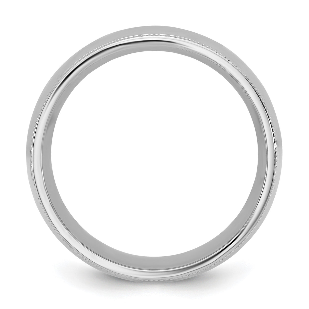 10k White Gold Milgrain, Comfort Fit wedding band ring alternate angle