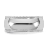 10k White Gold Milgrain, Comfort Fit wedding band ring detail view