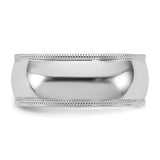 14K White Gold Milgrain Comfort Fit Solid 8mm Wedding Band