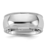 14K White Gold Milgrain Comfort Fit Solid 8mm Wedding Band