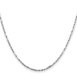 14K White Gold 1.8 mm Rope Chain Necklace, Polished