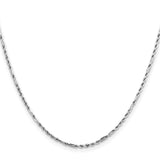 14K White Gold 1.8 mm Rope Chain Necklace, Polished