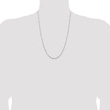 14K White Gold 1.8 mm Rope Chain Necklace, Polished detail view