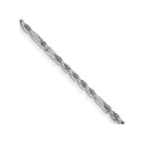 14K White Gold 1.8 mm Rope Chain Necklace, Polished detail view