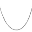 14K White Gold 2.5 mm Rope Chain Necklace, Polished