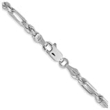 14K White Gold 3 mm Rope Chain Necklace, Polished alternate angle
