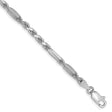 14K White Gold 3 mm Rope Chain Bracelet, Polished shown for scale