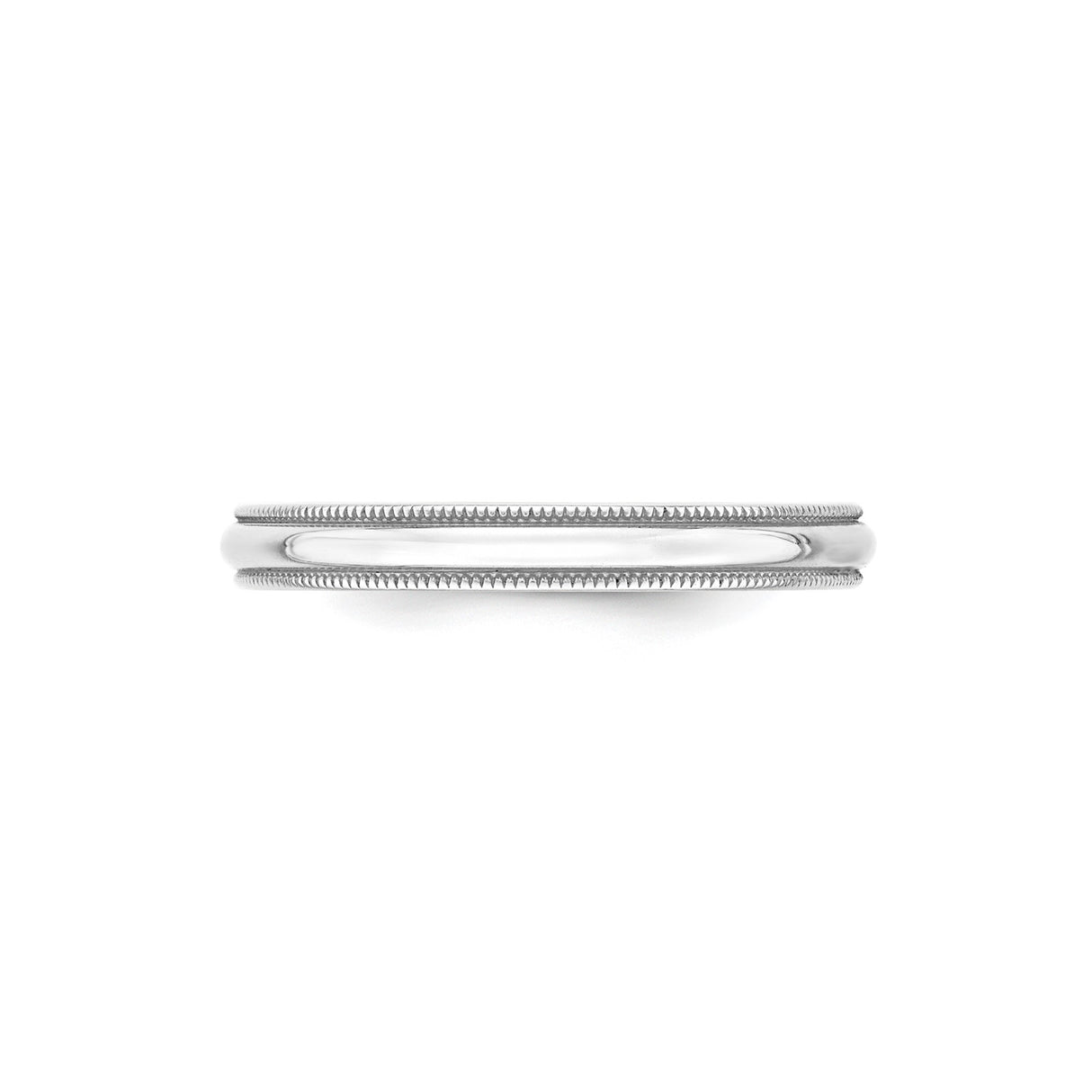 14k White Gold Milgrain, Lightweight wedding band ring alternate angle