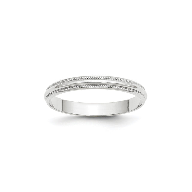 10k White Gold Milgrain, Lightweight wedding band ring