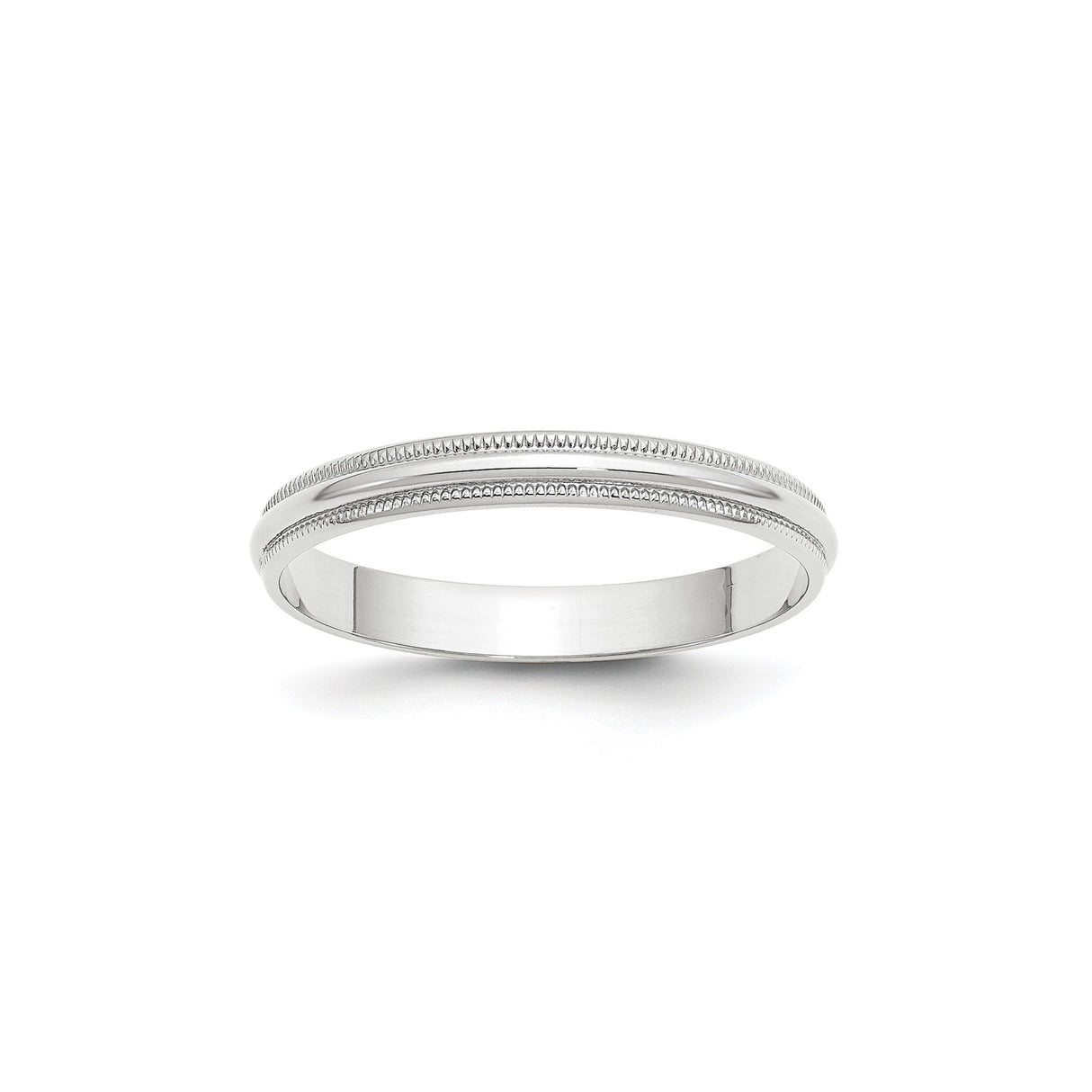 14k White Gold Milgrain, Lightweight wedding band ring
