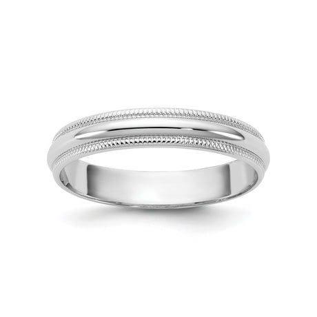 10k White Gold Milgrain, Lightweight wedding band ring