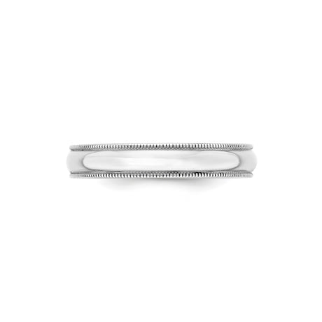 10k White Gold Milgrain, Lightweight wedding band ring alternate angle
