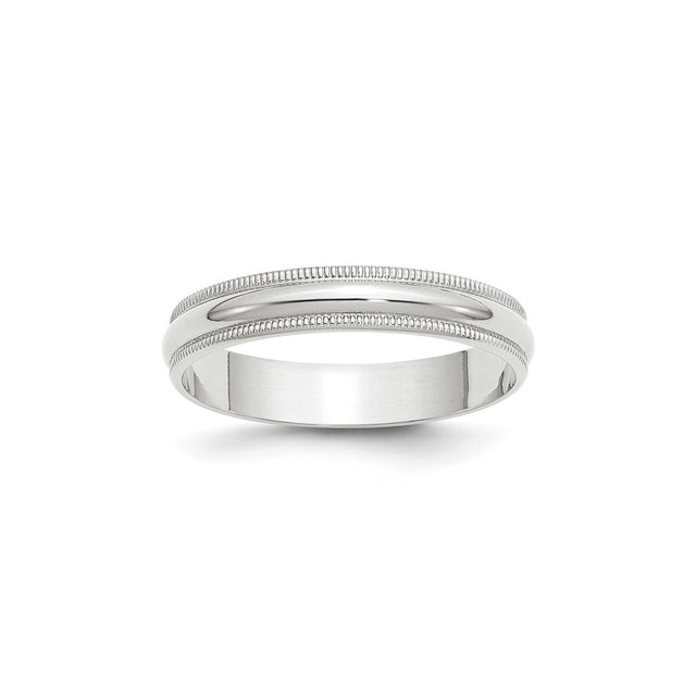 14k White Gold Milgrain, Lightweight wedding band ring