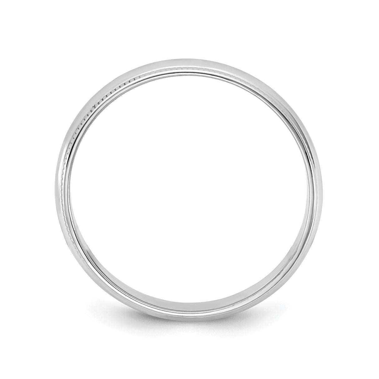 14k White Gold Milgrain, Lightweight wedding band ring alternate angle