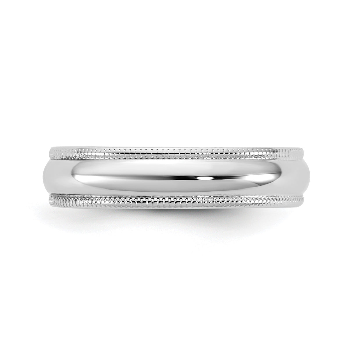 10k White Gold Milgrain, Lightweight wedding band ring detail view