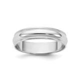 14k White Gold Milgrain, Lightweight wedding band ring