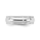 10k White Gold Milgrain, Lightweight wedding band ring detail view