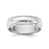 10k White Gold Milgrain, Lightweight wedding band ring