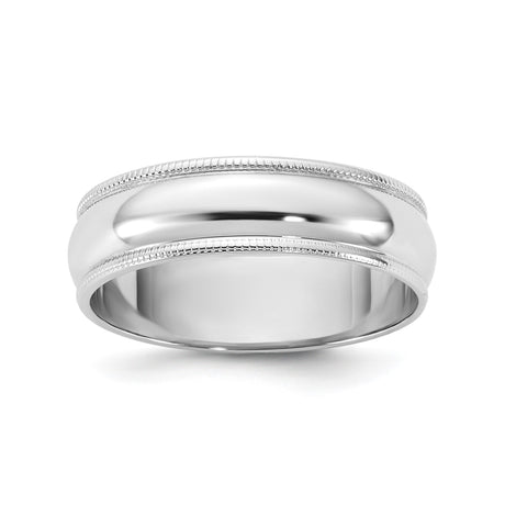 10k White Gold Milgrain, Lightweight wedding band ring