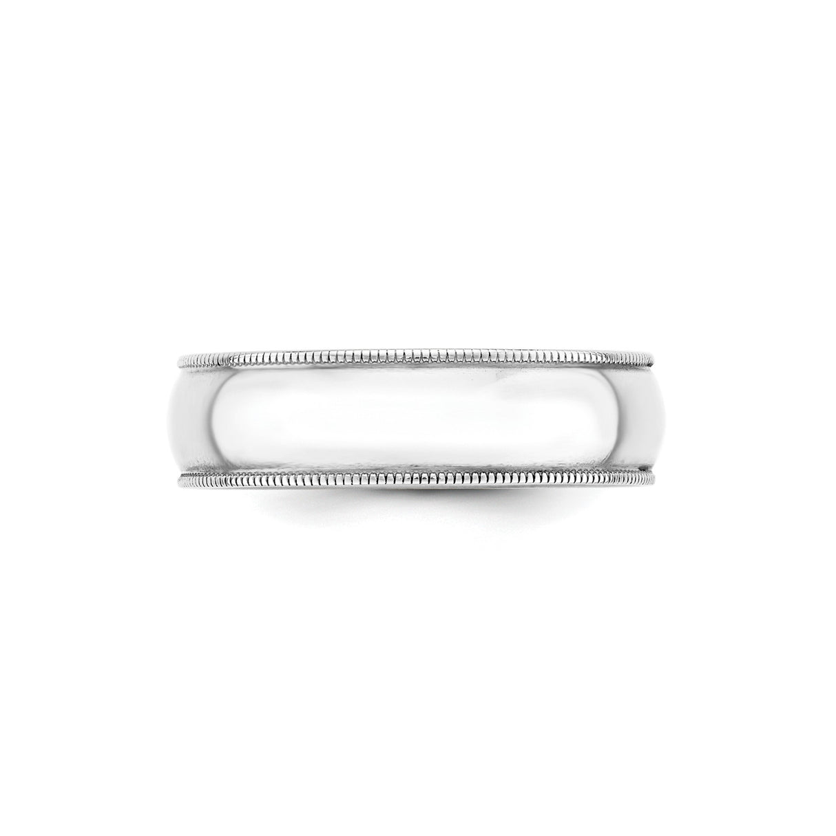 10k White Gold Milgrain, Lightweight wedding band ring detail view