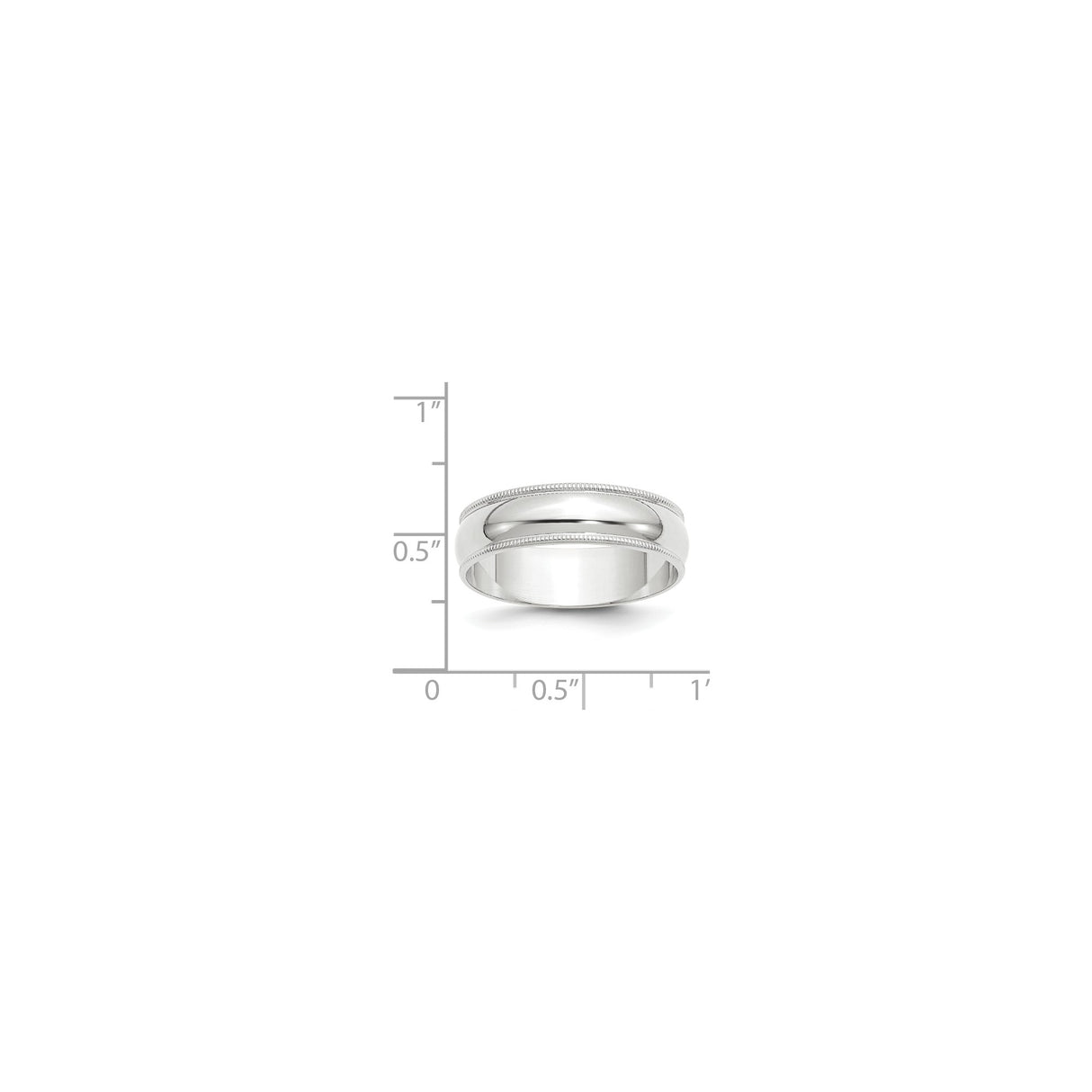 10k White Gold Milgrain, Lightweight wedding band ring shown for scale