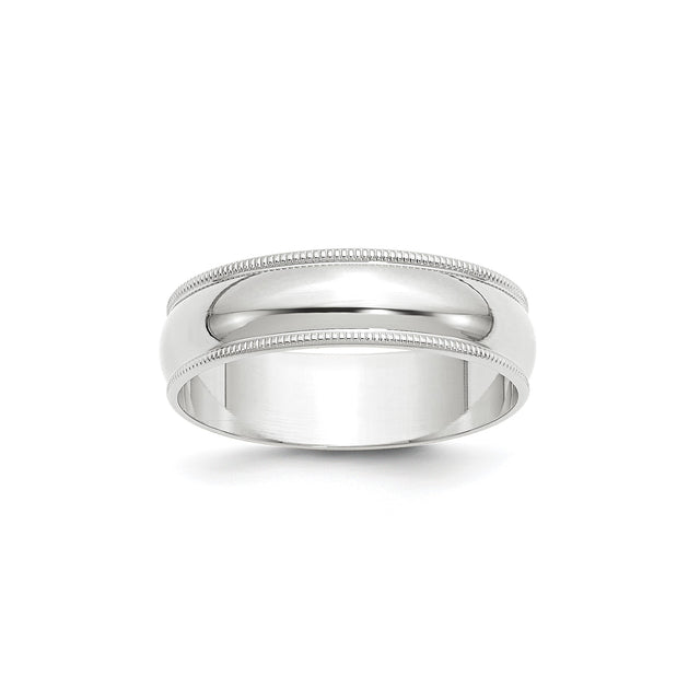 10k White Gold Milgrain, Lightweight wedding band ring