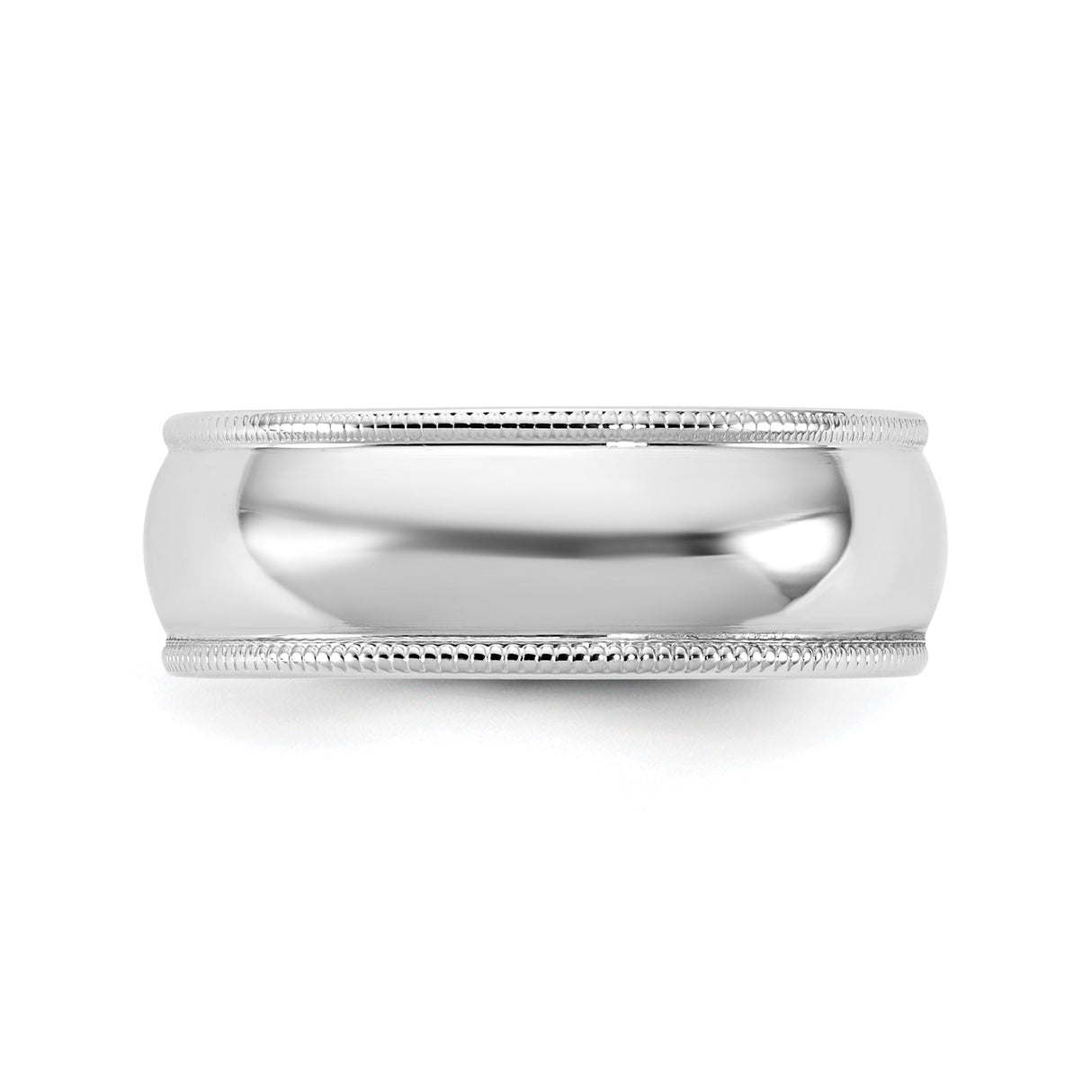 14k White Gold Milgrain, Lightweight wedding band ring detail view
